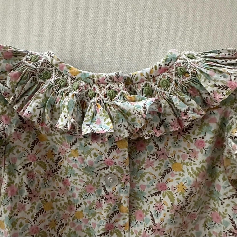 Stitchy Fish 24 Months Girl Floral Smocked Ruffle Top Pink Leggings Set Outfit